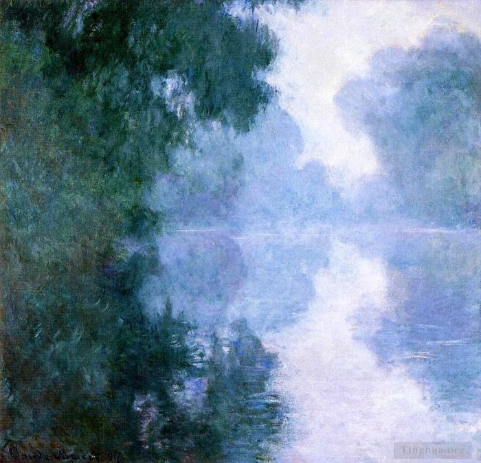 克劳德·莫奈 的油画作品 -  《雾中吉维尼附近的塞纳河湾,II》