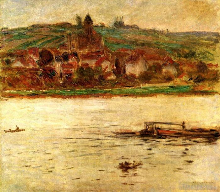 克劳德·莫奈 的油画作品 -  《Vertheuil,塞纳河上的驳船》