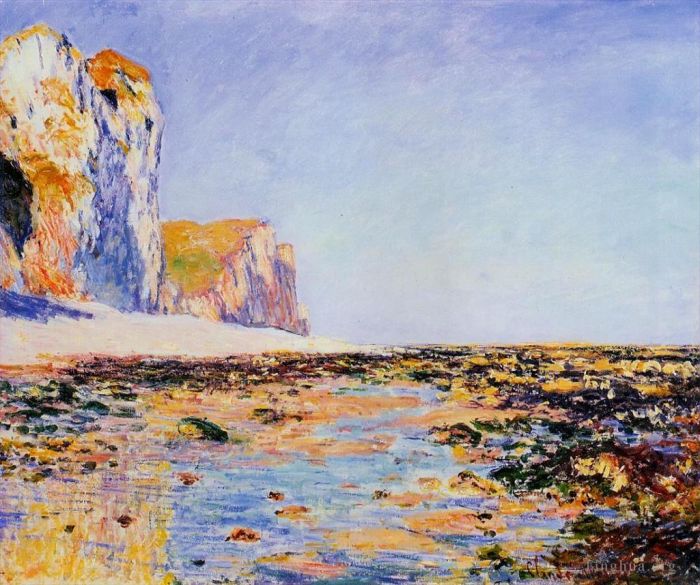 克劳德·莫奈 的油画作品 -  《普维尔早晨效应的海滩和悬崖》
