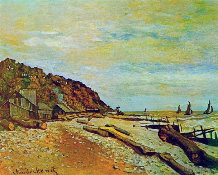 克劳德·莫奈 的油画作品 -  《翁弗勒尔附近的造船厂》