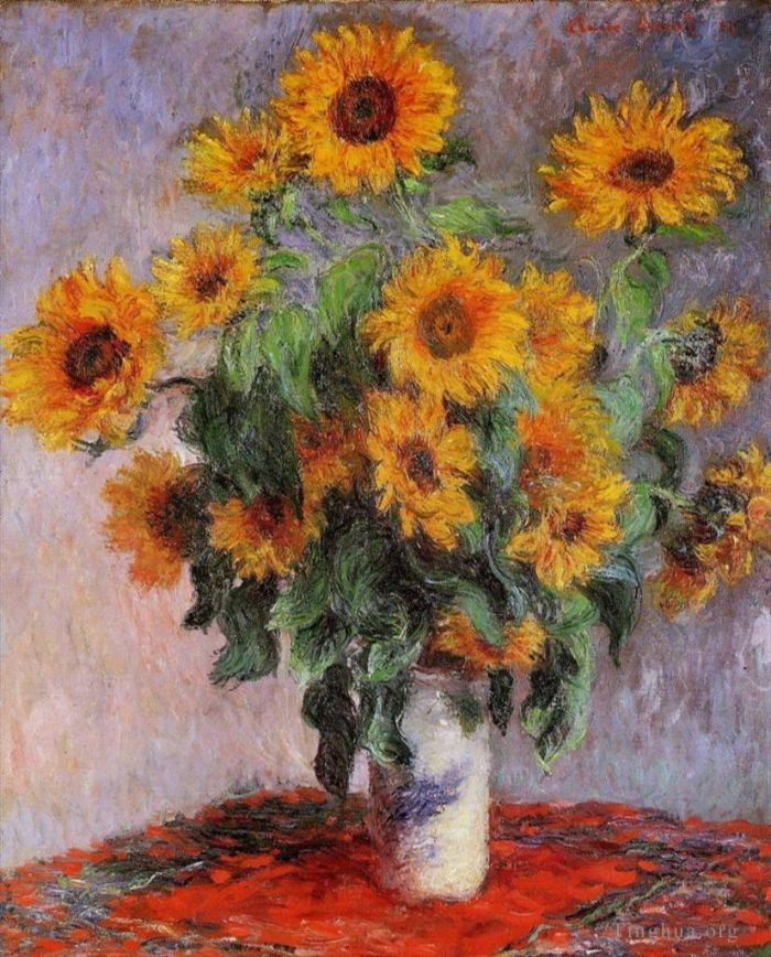 克劳德·莫奈 的油画作品 -  《一束向日葵》