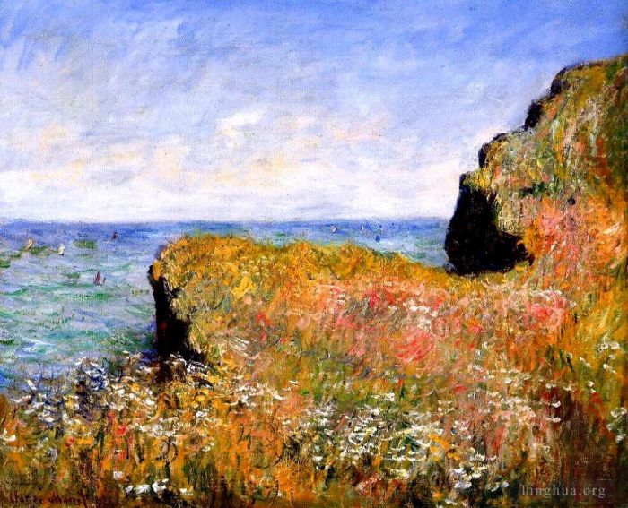 克劳德·莫奈 的油画作品 -  《普维尔悬崖边缘》