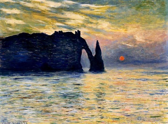 克劳德·莫奈 的油画作品 -  《埃特尔塔日落》