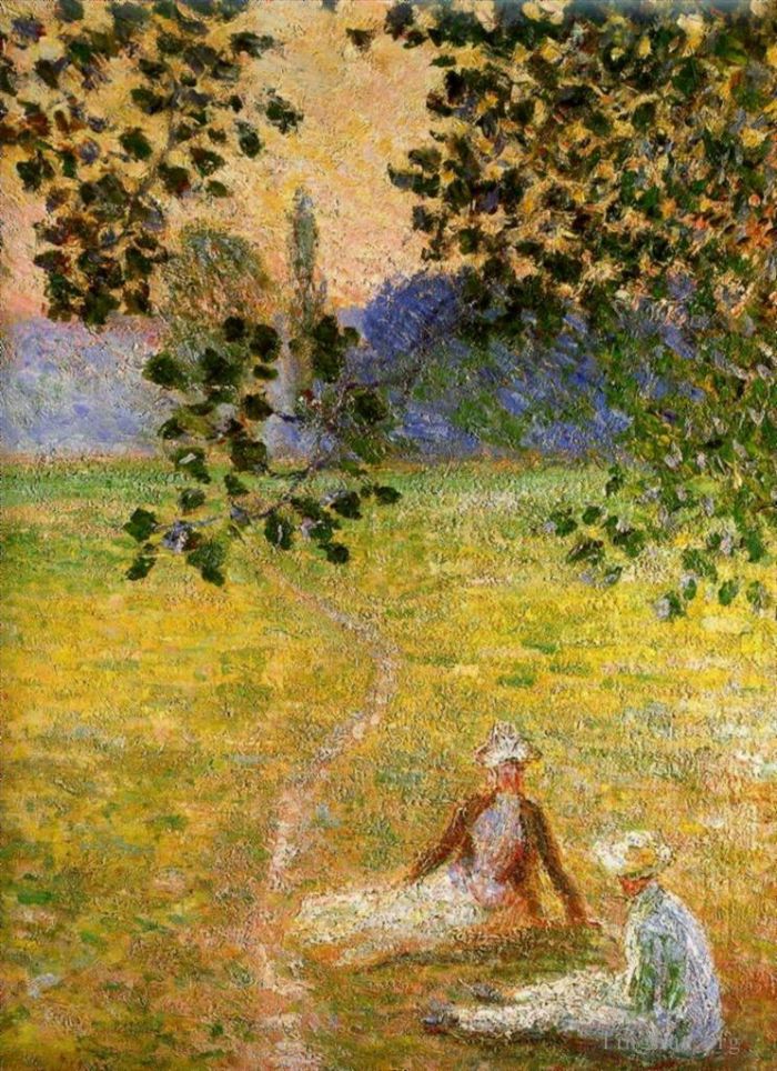 克劳德·莫奈 的油画作品 -  《吉维尼草地的夜晚细节》