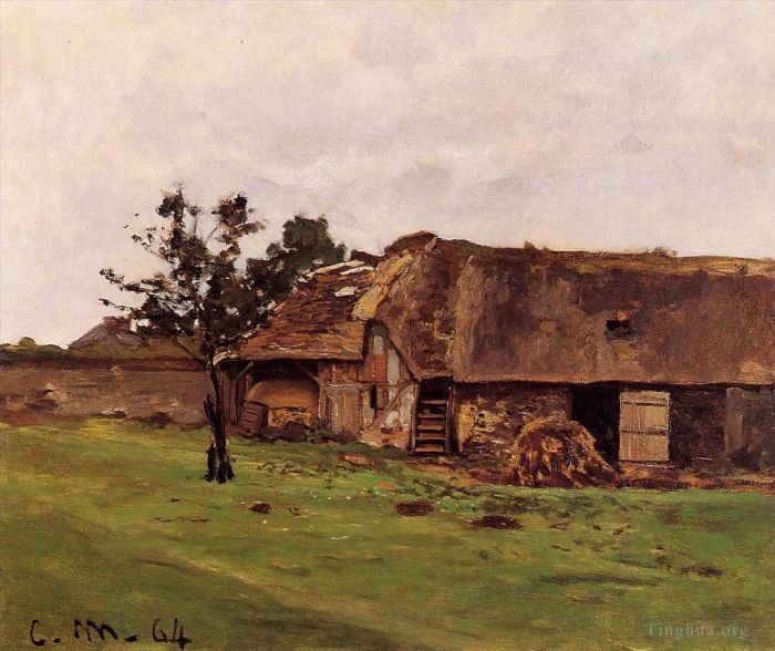 克劳德·莫奈 的油画作品 -  《翁弗勒尔附近的农场》