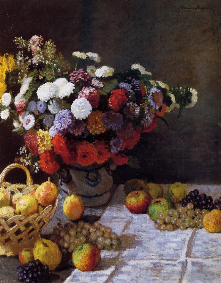 克劳德·莫奈作品《鲜花和水果》