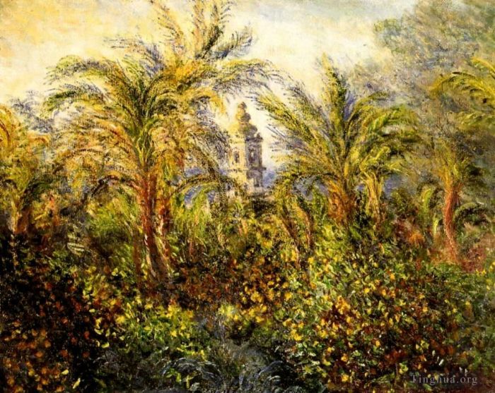 克劳德·莫奈 的油画作品 -  《博尔迪盖拉花园早晨效果》