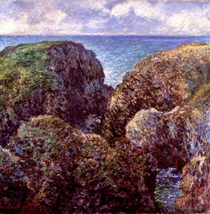 克劳德·莫奈 的油画作品 -  《古法尔港岩石群》