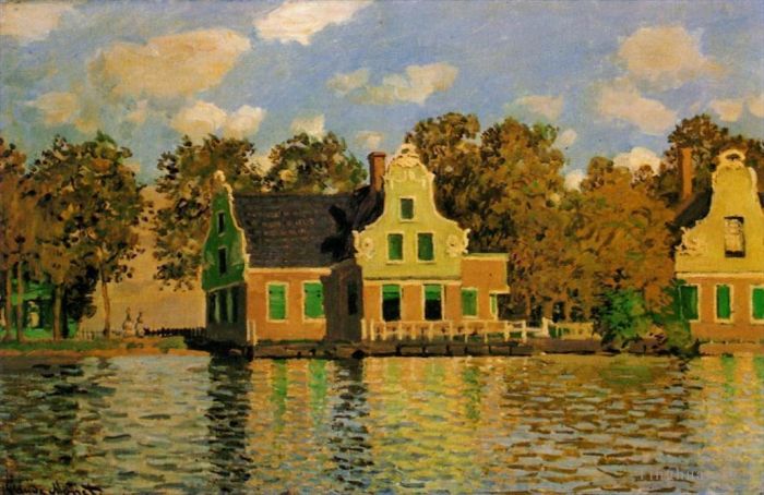 克劳德·莫奈 的油画作品 -  《赞丹赞安河畔的房屋》