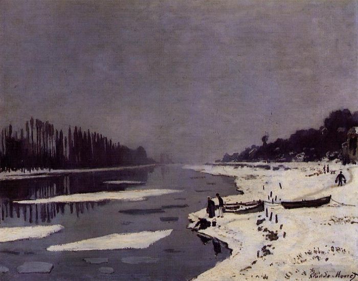克劳德·莫奈 的油画作品 -  《布吉瓦尔塞纳河上的浮冰》