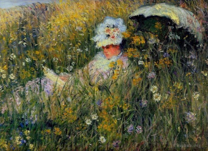 克劳德·莫奈 的油画作品 -  《在草地细节》