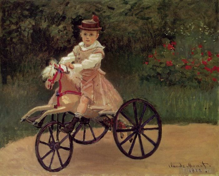 克劳德·莫奈 的油画作品 -  《让·莫奈骑着他的马三轮车》