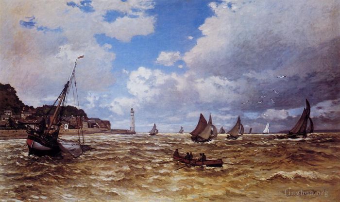 克劳德·莫奈 的油画作品 -  《翁弗勒尔塞纳河口》