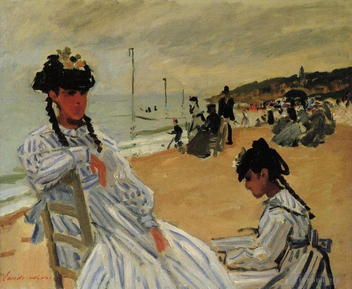 克劳德·莫奈 的油画作品 -  《在特鲁维尔的海滩上》