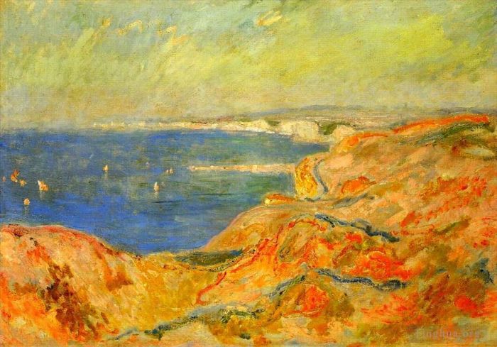 克劳德·莫奈 的油画作品 -  《在迪耶普二世附近的悬崖上》