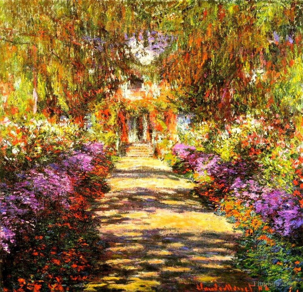 克劳德·莫奈作品《吉维尼莫奈花园的小路》