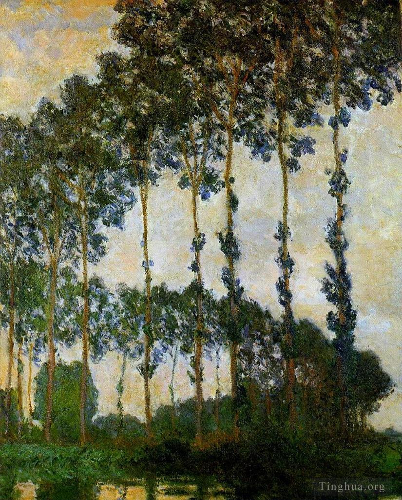克劳德·莫奈作品《吉维尼附近的白杨树阴天》