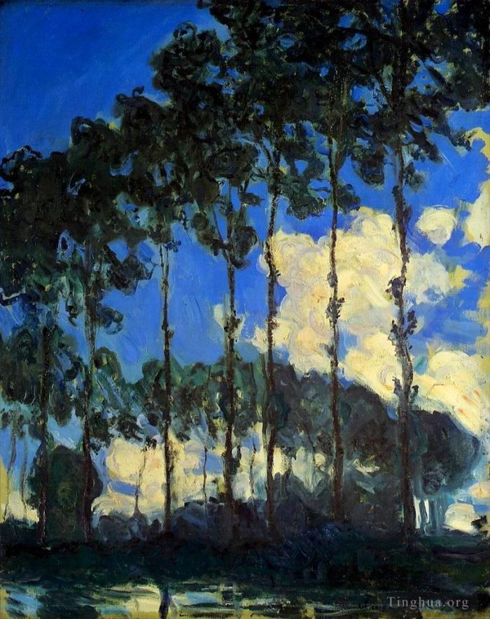 克劳德·莫奈 的油画作品 -  《埃普特河畔的白杨树》