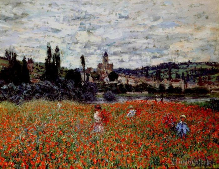 克劳德·莫奈 的油画作品 -  《Vetheuilcirca,附近的罂粟花》