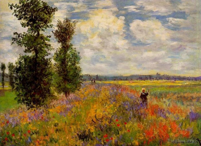 克劳德·莫奈 的油画作品 -  《阿让特伊的罂粟花地》