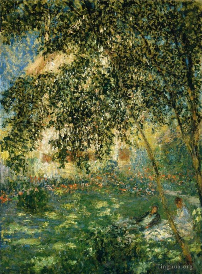 克劳德·莫奈 的油画作品 -  《在阿让特伊花园放松身心》