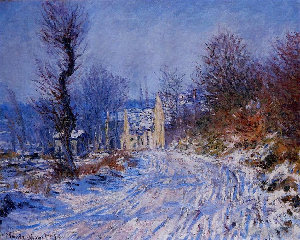 克劳德·莫奈作品《冬季通往吉维尼的道路》