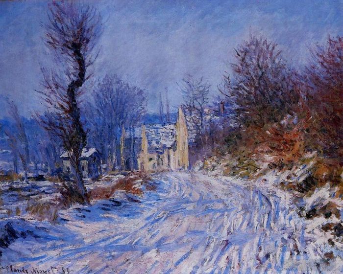 克劳德·莫奈 的油画作品 -  《冬季通往吉维尼的道路》
