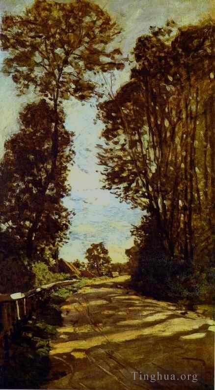 克劳德·莫奈 的油画作品 -  《通往圣西蒙农场的路》