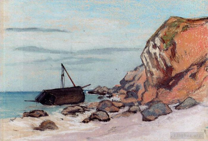 克劳德·莫奈 的油画作品 -  《SaintAdresse,搁浅帆船约》