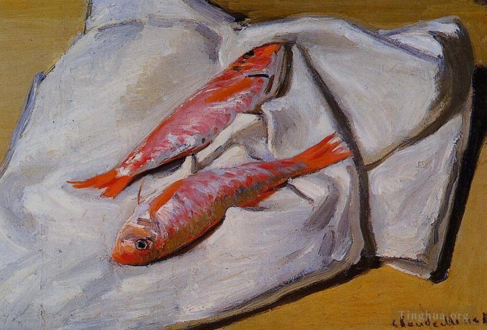 克劳德·莫奈 的油画作品 -  《静物红鲻鱼》