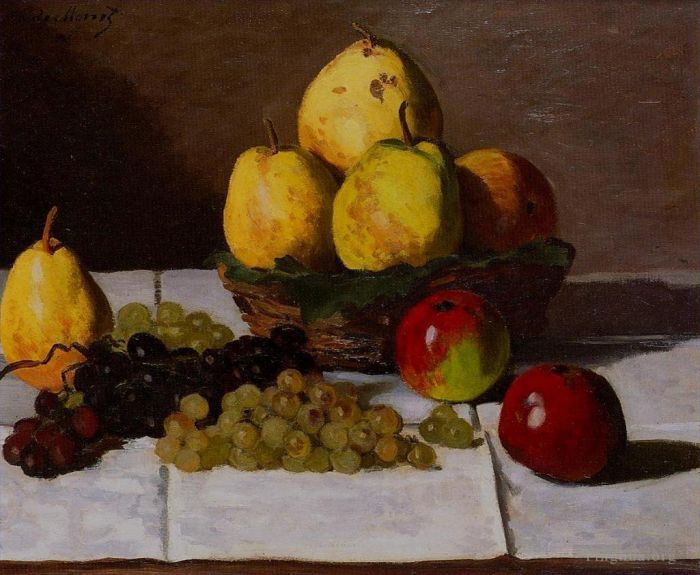 克劳德·莫奈 的油画作品 -  《有梨和葡萄的静物》