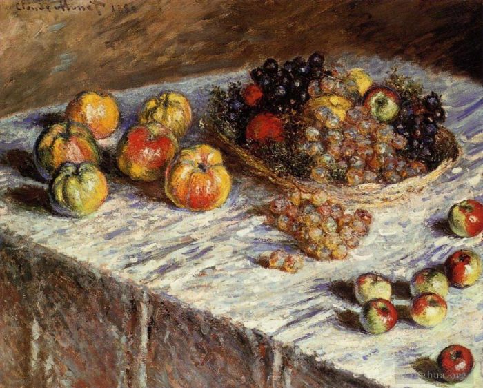 克劳德·莫奈 的油画作品 -  《静物苹果和葡萄》