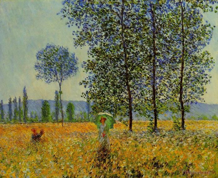 克劳德·莫奈 的油画作品 -  《白杨树下的阳光效果》