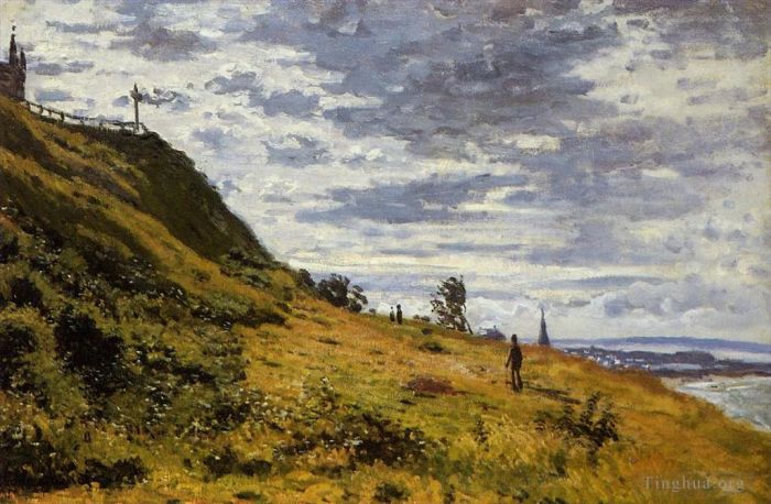 克劳德·莫奈 的油画作品 -  《在,SainteAdresse,悬崖上漫步》