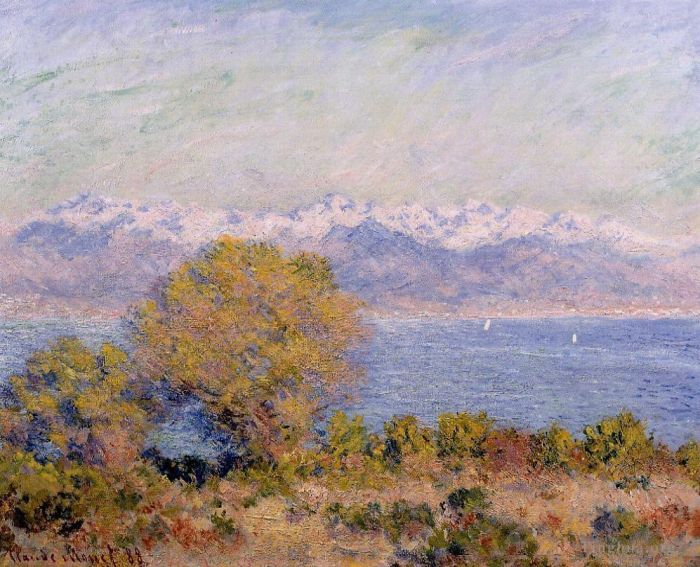克劳德·莫奈 的油画作品 -  《从安提布海角看阿尔卑斯山》