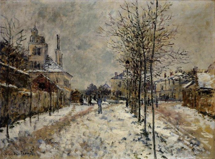 克劳德·莫奈 的油画作品 -  《阿让特伊,(Argenteuil),的蓬图瓦兹大道,(Boulevard,de,Pontoise),雪效果》