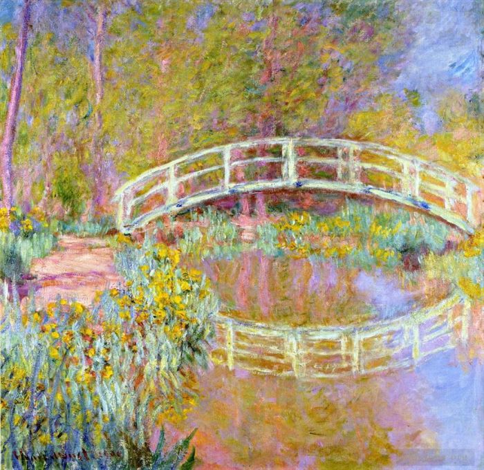 克劳德·莫奈 的油画作品 -  《莫奈花园里的小桥》