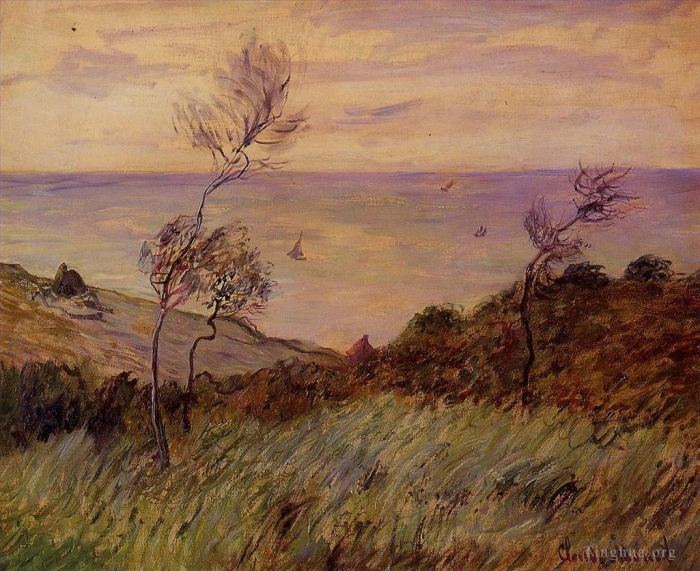克劳德·莫奈 的油画作品 -  《瓦伦日维尔悬崖,狂风》