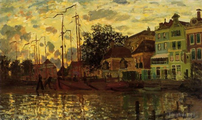 克劳德·莫奈 的油画作品 -  《赞丹之夜的堤坝》