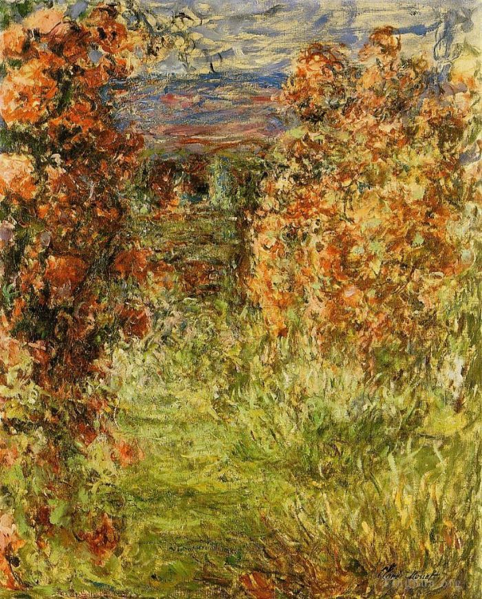 克劳德·莫奈 的油画作品 -  《玫瑰丛中的房子》