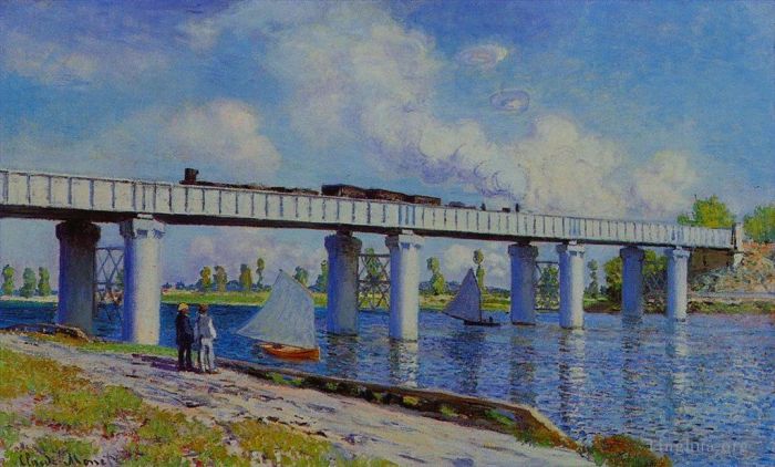克劳德·莫奈 的油画作品 -  《阿让特伊的铁路桥ii》