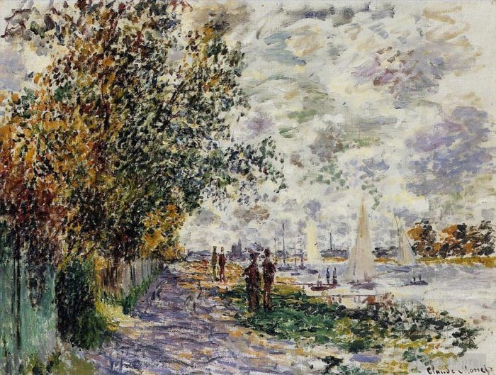 克劳德·莫奈 的油画作品 -  《小热讷维耶河岸》