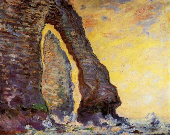 克劳德·莫奈 的油画作品 -  《透过阿瓦尔门看到的岩针》