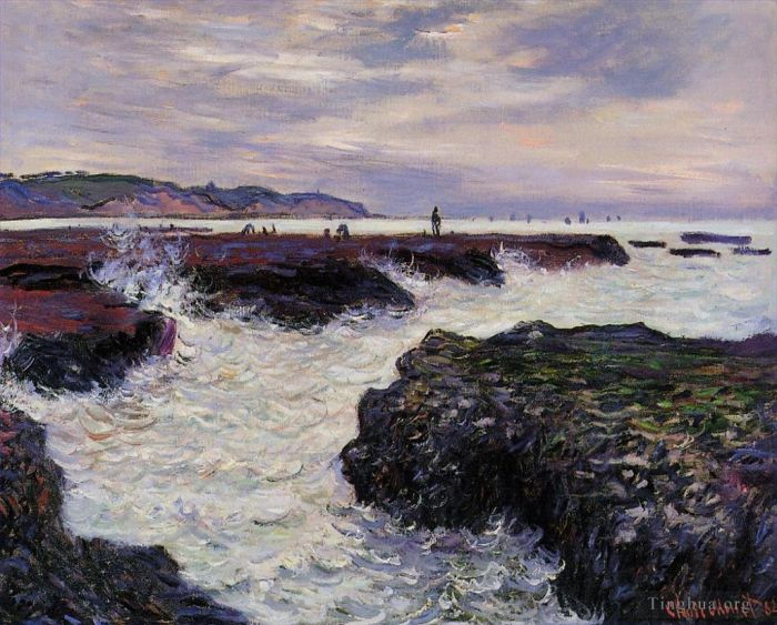 克劳德·莫奈 的油画作品 -  《普维尔低潮时的岩石》