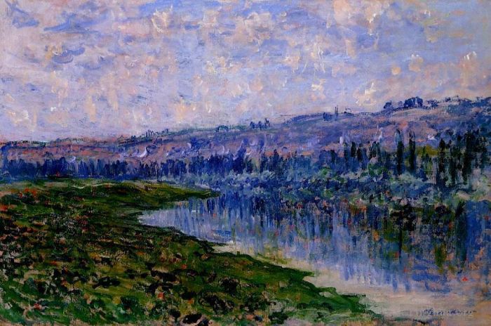 克劳德·莫奈 的油画作品 -  《塞纳河和Chaantemesle山》