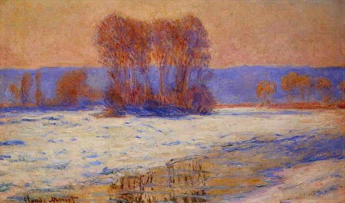 克劳德·莫奈 的油画作品 -  《冬天的贝内库尔塞纳河》