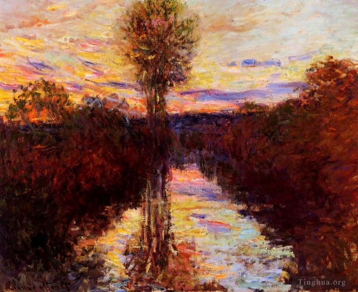 克劳德·莫奈 的油画作品 -  《莫索之夜的塞纳河小臂》