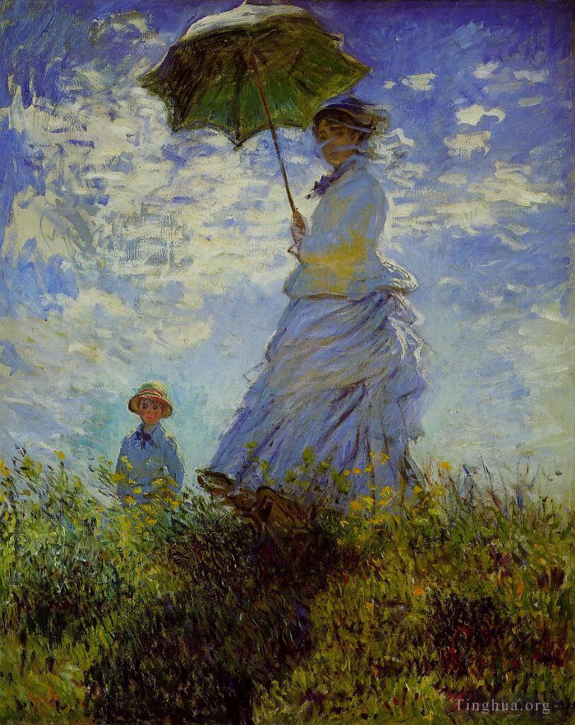 克劳德·莫奈作品《撑着阳伞散步的女人》