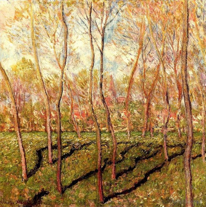克劳德·莫奈 的油画作品 -  《Bennecourt,II,冬景中的树木》