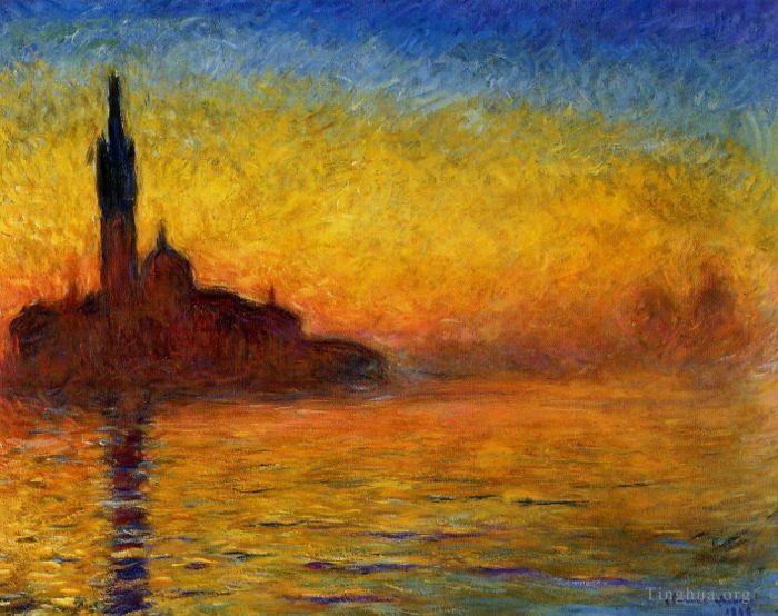 克劳德·莫奈 的油画作品 -  《暮光下的威尼斯》